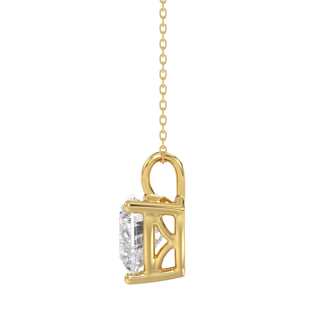 LADIES SOLITAIRE PENDANT WITH CHAIN 3CT HEART DIAMOND 14K YELLOW GOLD 