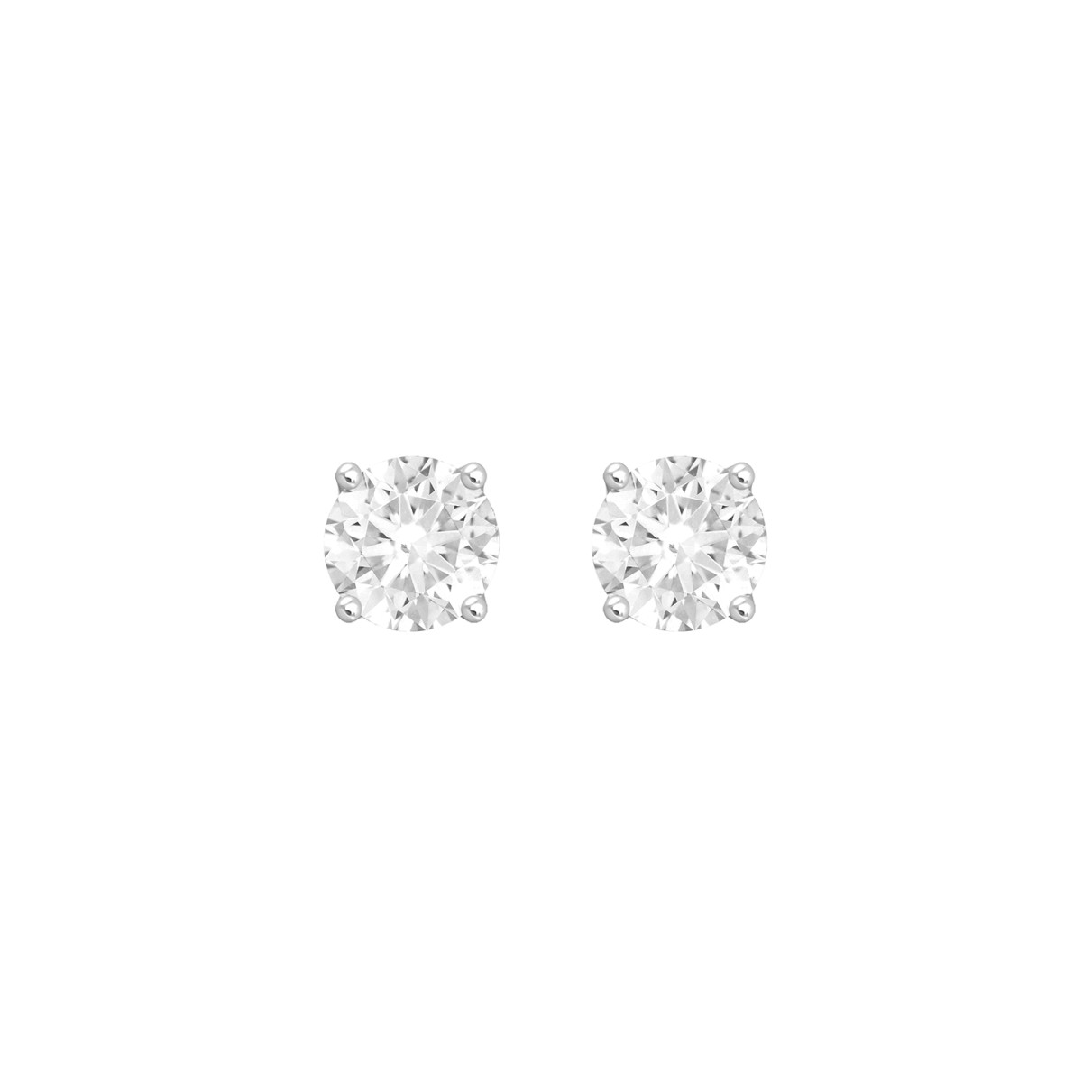 14K WHITE GOLD 4CT ROUND DIAMOND LADIES SOLITAIRE EARRINGS (CENTER STONE ROUND DIAMOND 2CT )