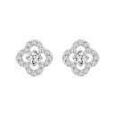 LADIES STUD EARRINGS 1CT ROUND DIAMOND 14K WHITE GOLD