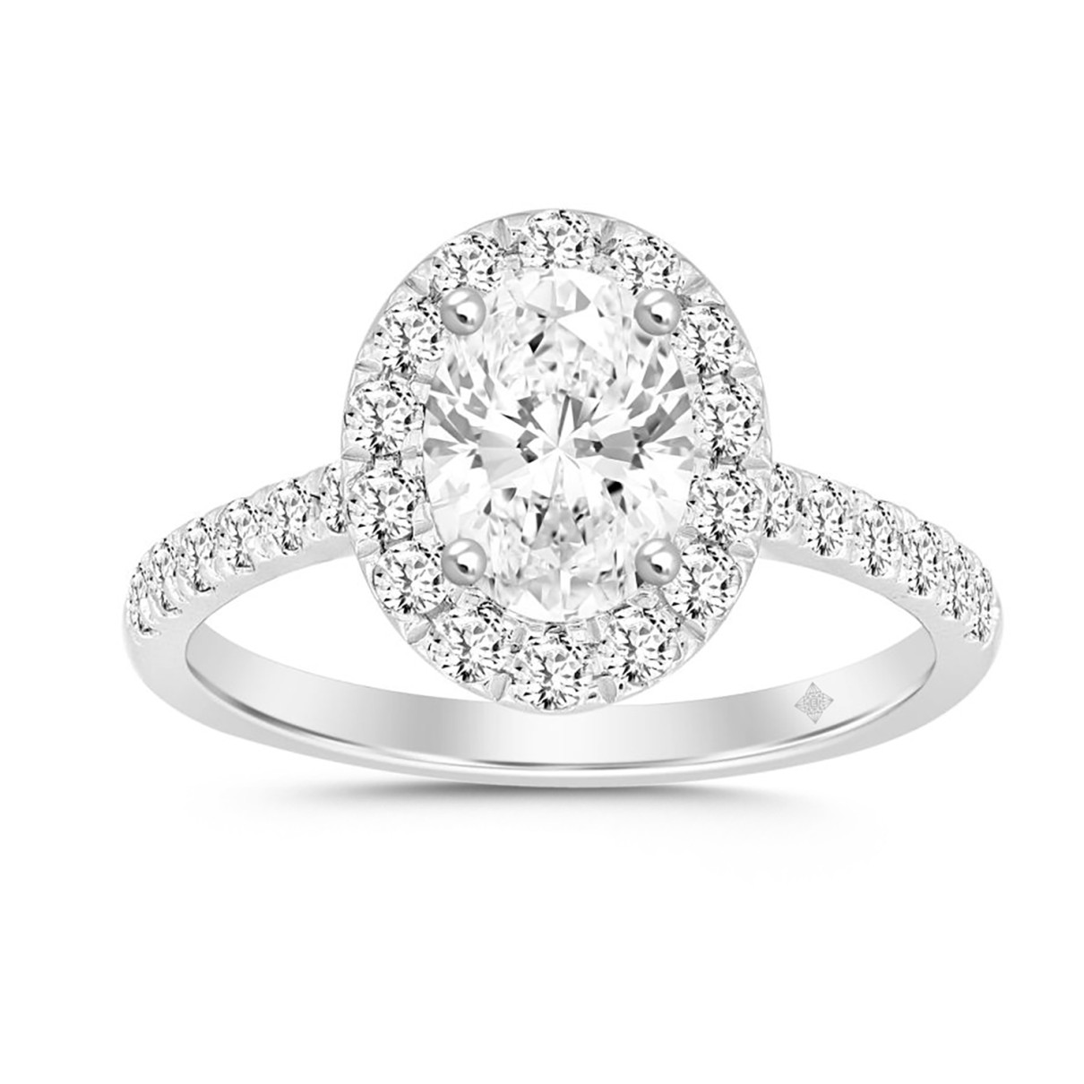 LADIES RING 1 1/2CT ROUND/OVAL DIAMOND 14K WHITE GOLD (CENTER STONE OVAL DIAMOND 1CT)