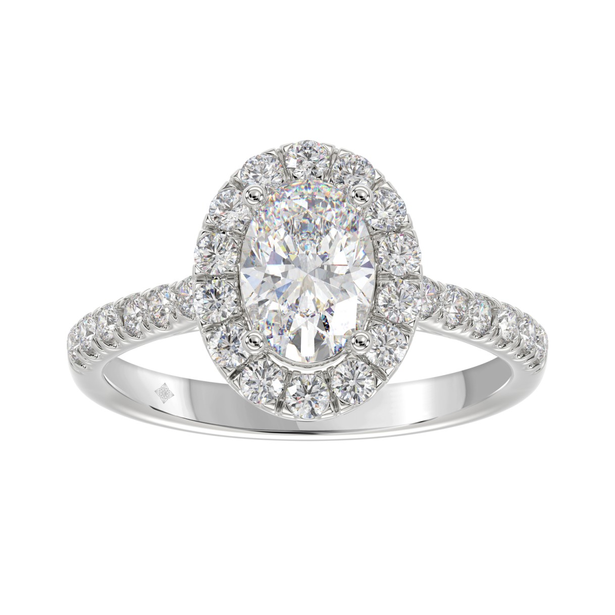 LADIES RING 1 1/2CT ROUND/OVAL DIAMOND 14K WHITE G...