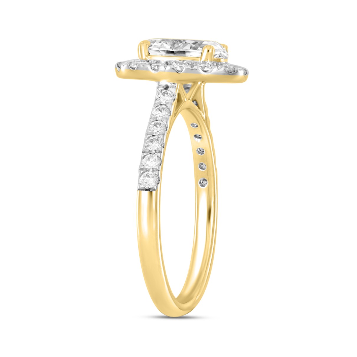 LADIES RING 1 1/2CT ROUND/OVAL DIAMOND 14K YELLOW GOLD (CENTER STONE OVAL DIAMOND 1CT)