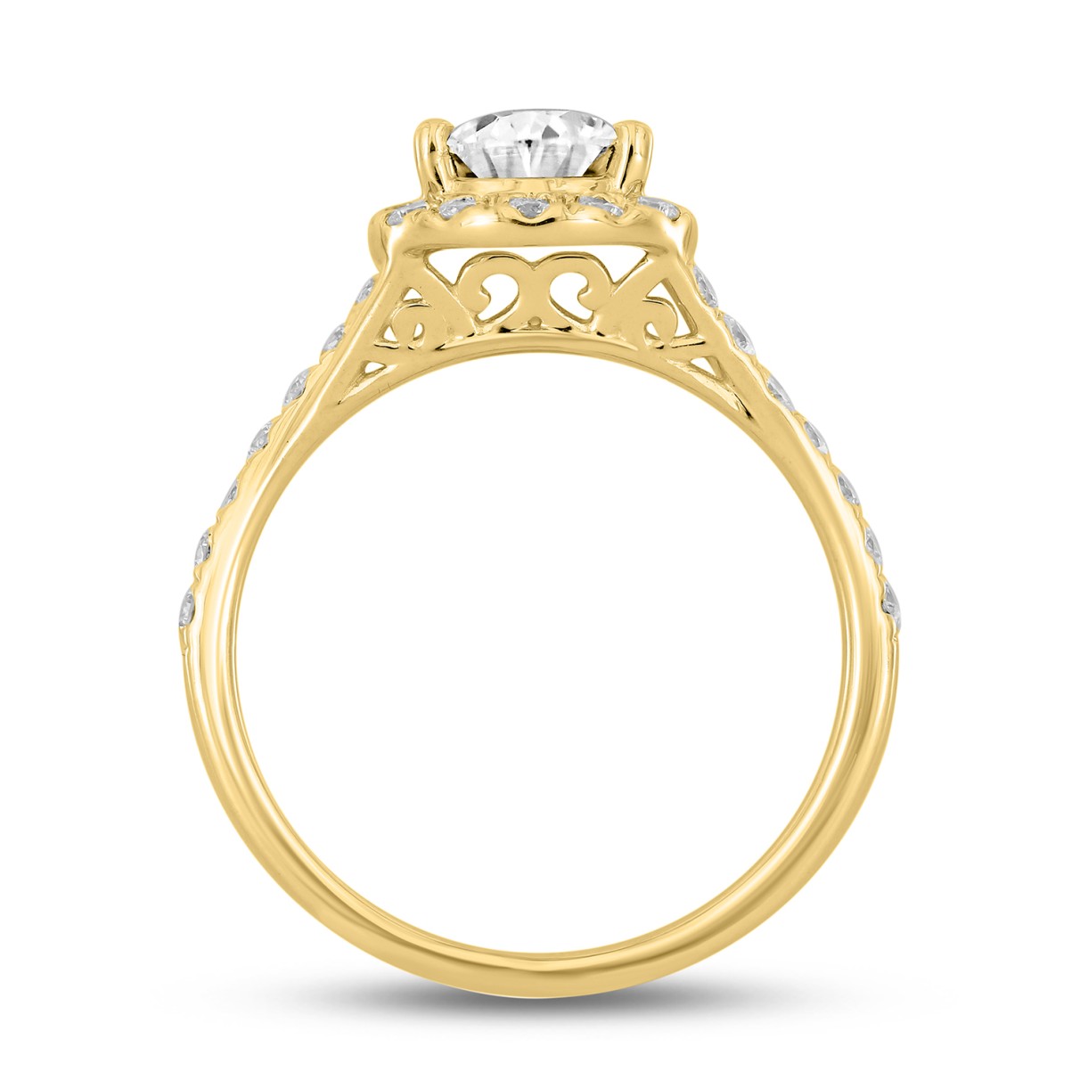 LADIES RING 1 1/2CT ROUND/PEAR DIAMOND 14K YELLOW GOLD (CENTER STONE PEAR DIAMOND 1CT)