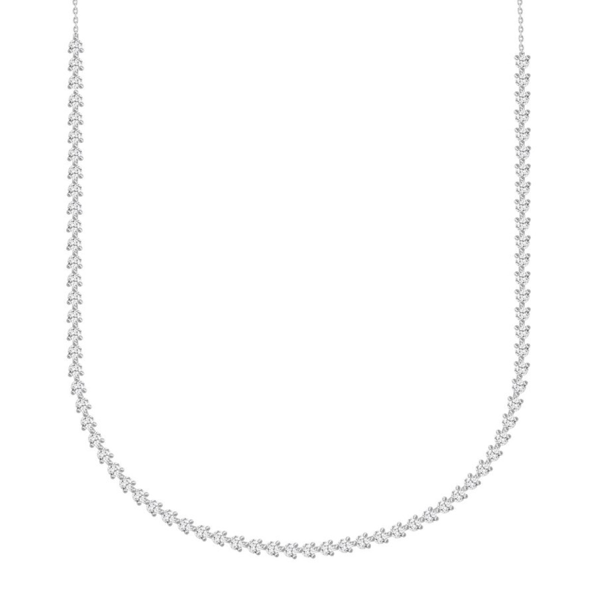 LADIES NECKLACE 9CT ROUND DIAMOND 14K WHITE GOLD
