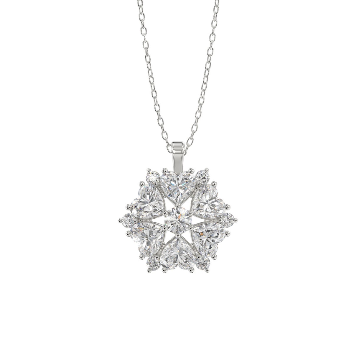 LADIES PENDANT WITH CHAIN 1 3/4CT ROUND/HEART DIAM...