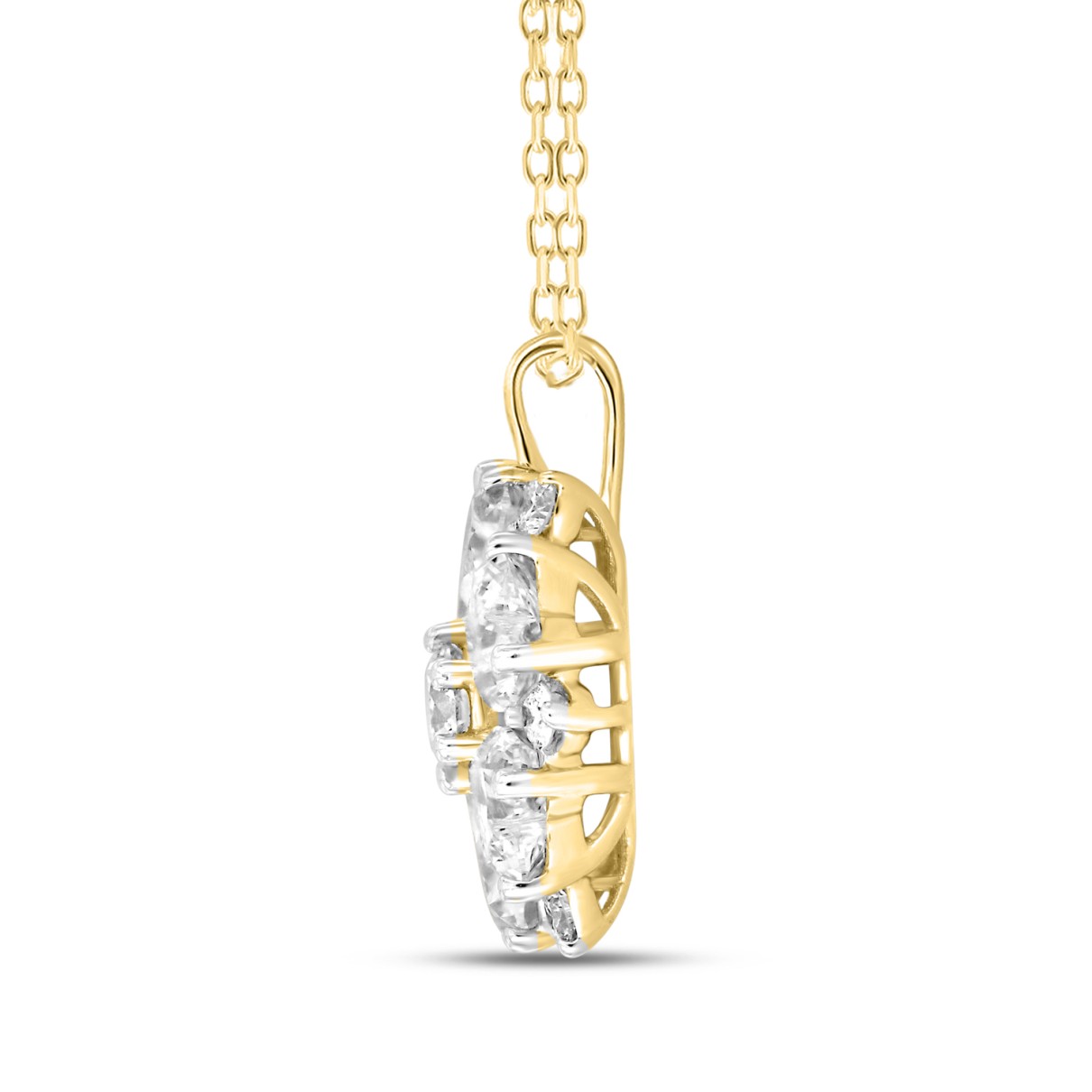 LADIES PENDANT WITH CHAIN 1 3/4CT ROUND/HEART DIAMOND 14K YELLOW GOLD