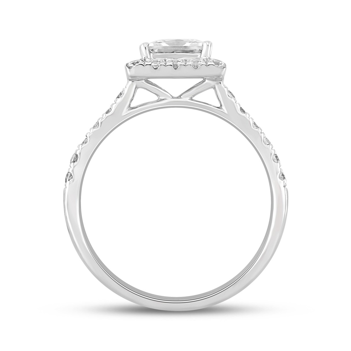 LADIES RING 1 1/2CT ROUND/PRINCESS DIAMOND 14K WHITE GOLD (CENTER STONE PRINCESS DIAMOND 1CT)