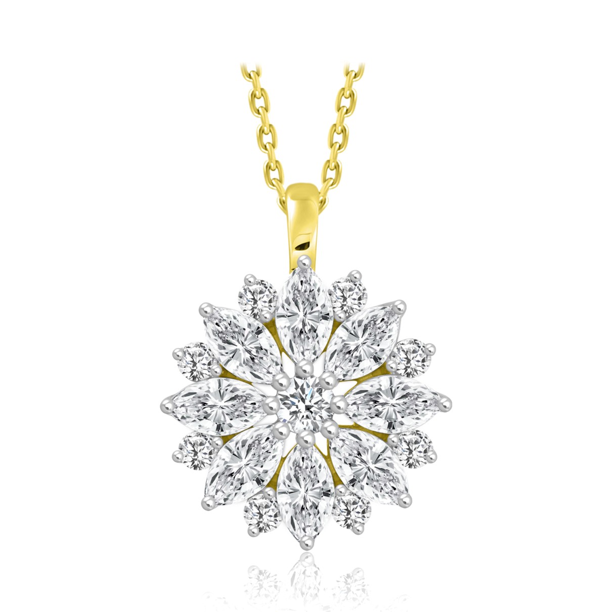 LADIES PENDANT WITH CHAIN 1CT ROUND/MARQUISE DIAMO...