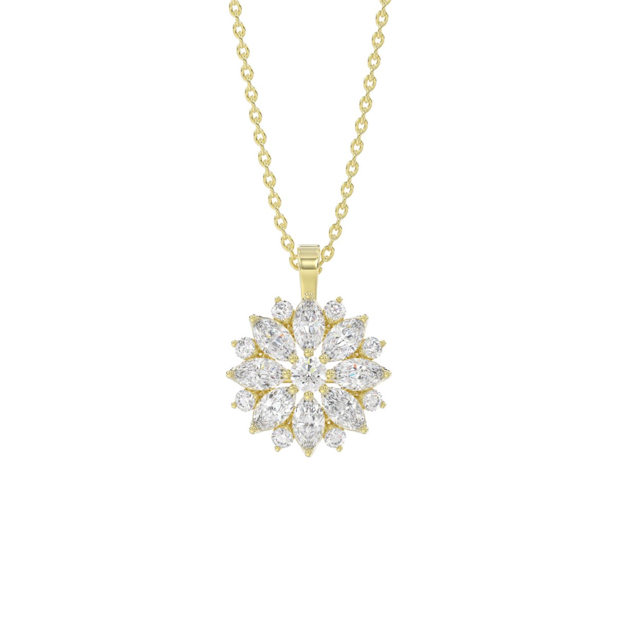 LADIES PENDANT WITH CHAIN 1CT ROUND/MARQUISE DIAMO...