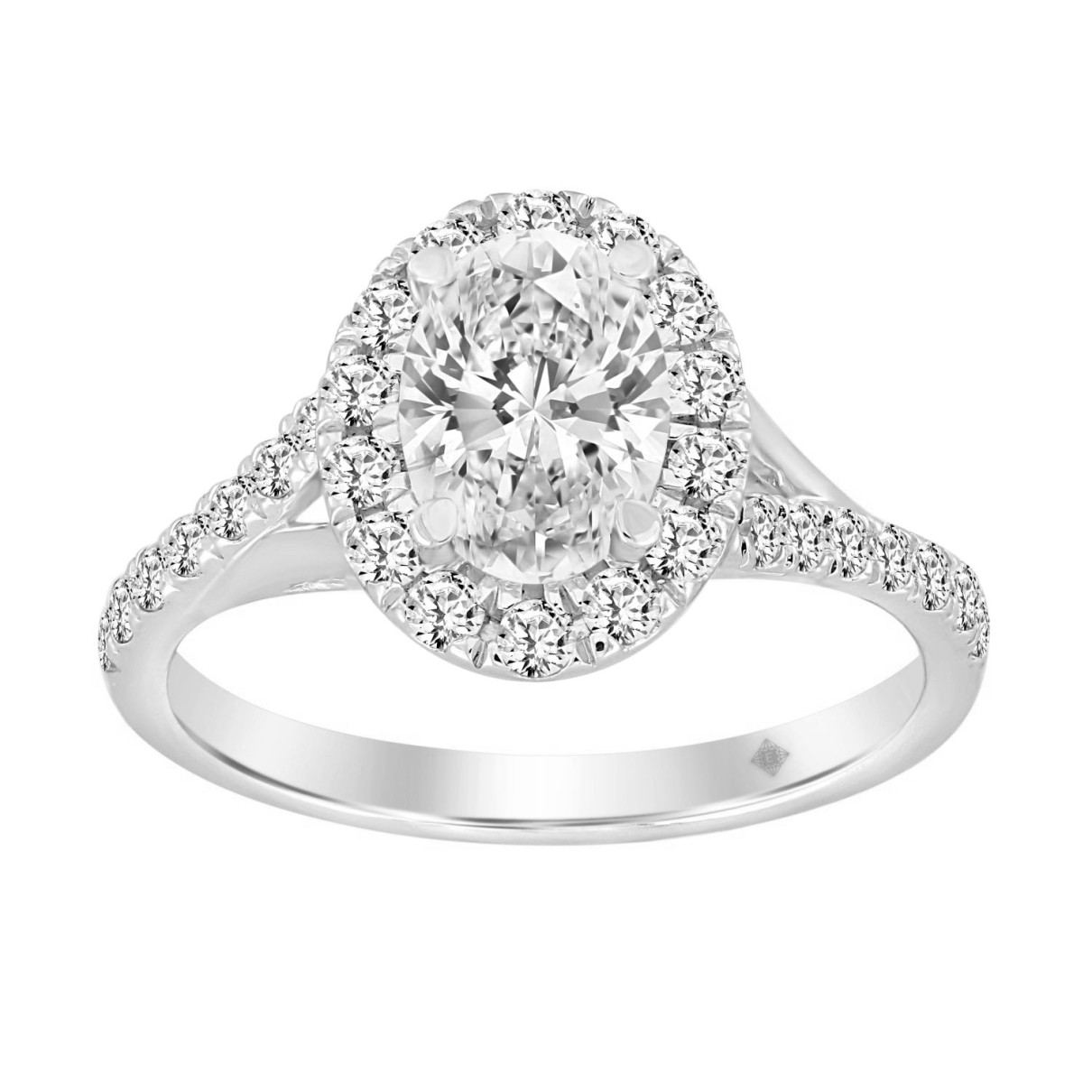 LADIES RING 1 1/2CT ROUND/OVAL DIAMOND 14K WHITE GOLD (CENTER STONE OVAL DIAMOND 1CT)