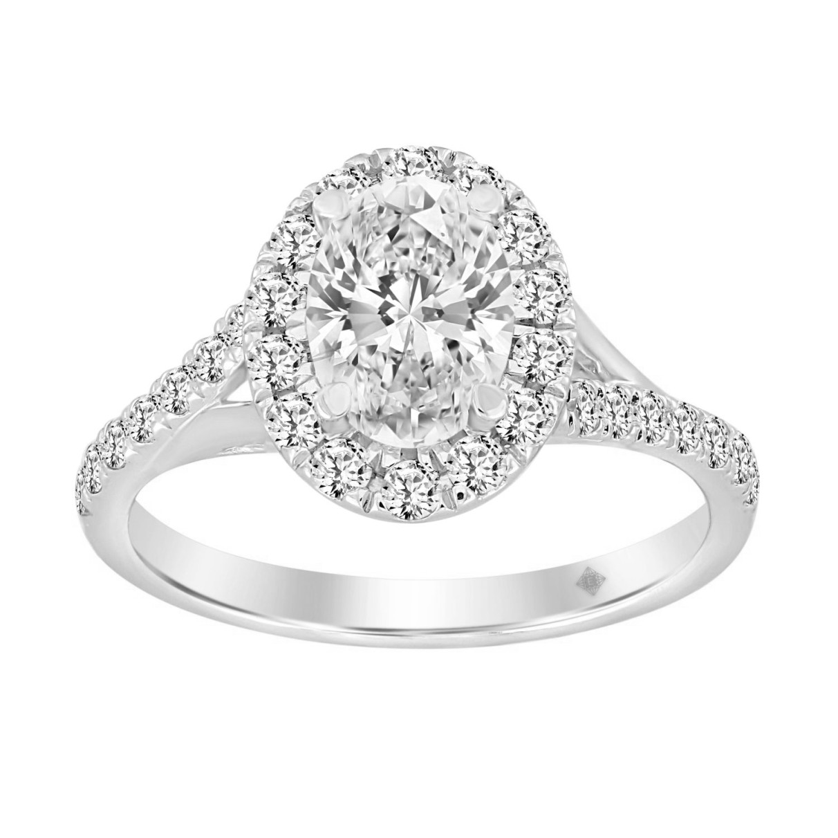 LADIES RING 1 1/2CT ROUND/OVAL DIAMOND 14K WHITE G...