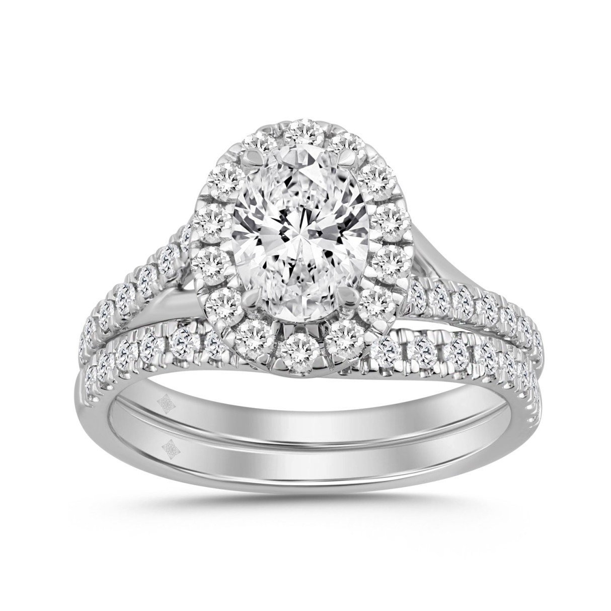 14K WHITE GOLD 1 1/2CT ROUND/OVAL DIAMOND LADIES B...