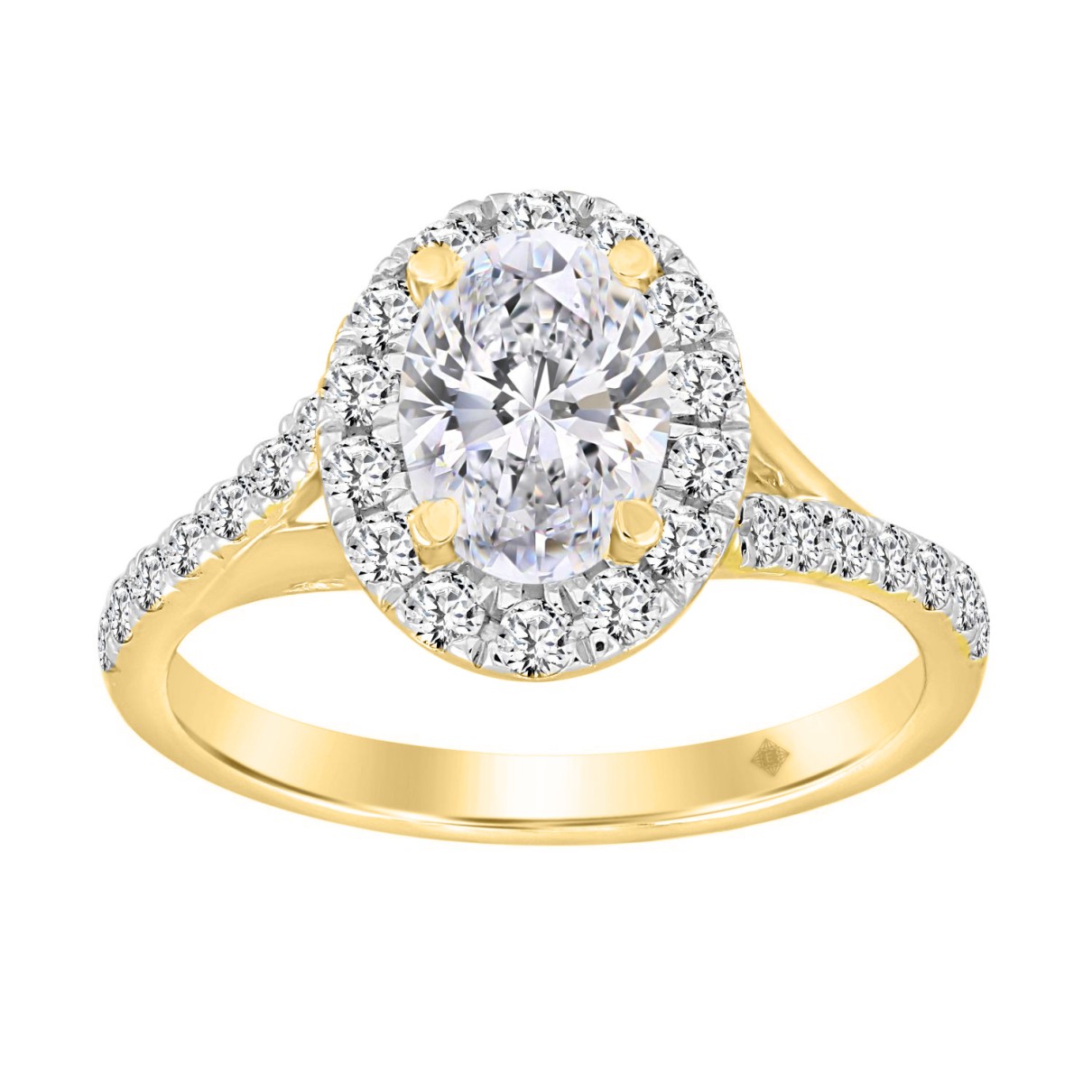 LADIES RING 1 1/2CT ROUND/OVAL DIAMOND 14K YELLOW GOLD (CENTER STONE OVAL DIAMOND 1CT)