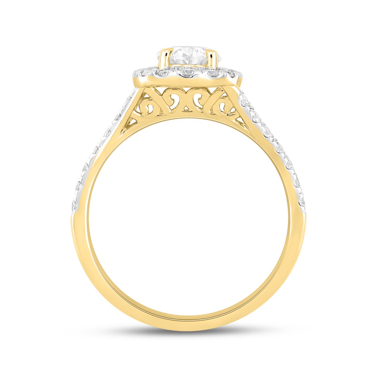 LADIES RING 1 1/2CT ROUND/OVAL DIAMOND 14K YELLOW GOLD (CENTER STONE OVAL DIAMOND 1CT)