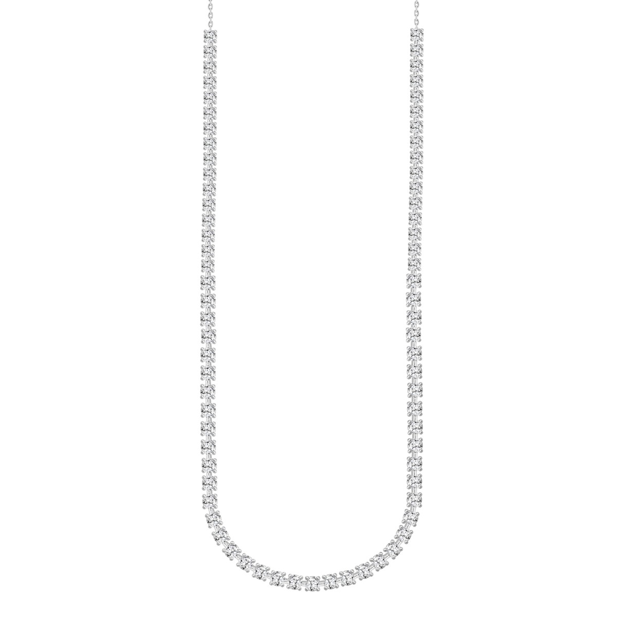 LADIES NECKLACE 9CT ROUND DIAMOND 14K WHITE GOLD