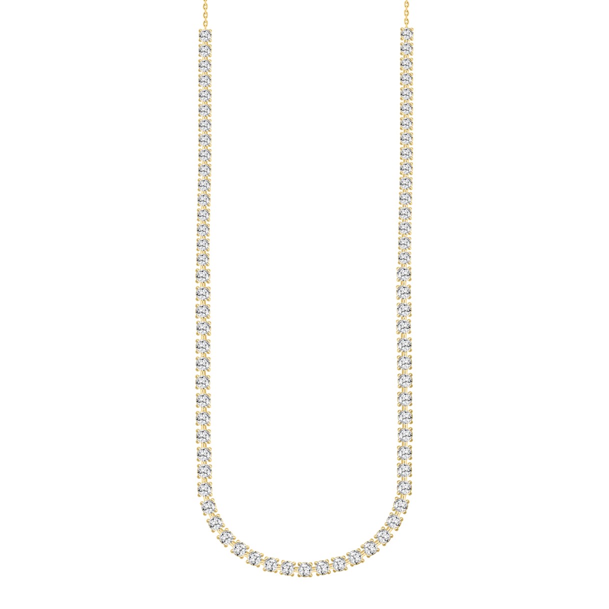 LADIES NECKLACE 9CT ROUND DIAMOND 14K YELLOW GOLD