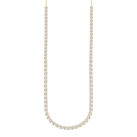 LADIES NECKLACE 9CT ROUND DIAMOND 14K YELLOW GOLD