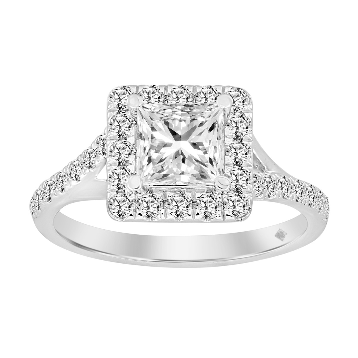 LADIES RING 1 1/2CT ROUND/PRINCESS DIAMOND 14K WHI...