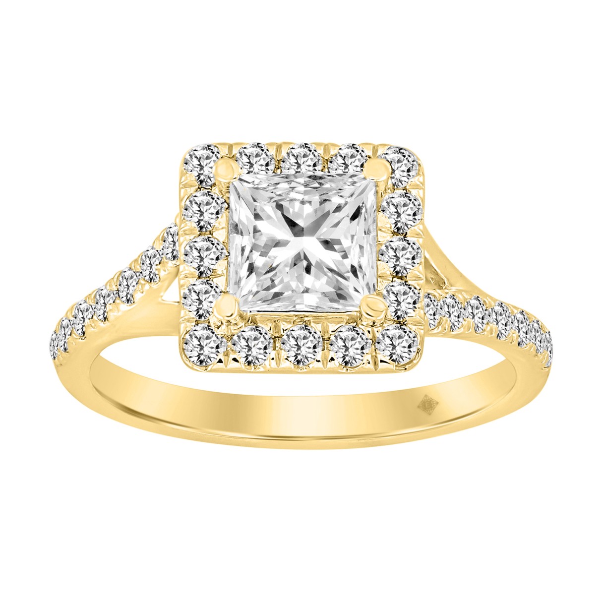 LADIES RING 1 1/2CT ROUND/PRINCESS DIAMOND 14K YEL...