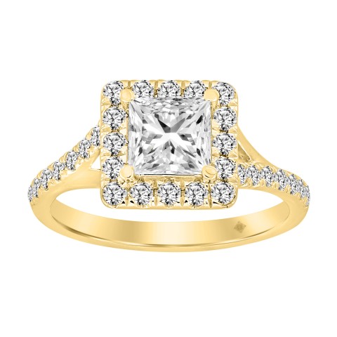 LADIES RING 1 1/2CT ROUND/PRINCESS DIAMOND 14K YELLOW GOLD (CENTER STONE PRINCESS DIAMOND 1CT)