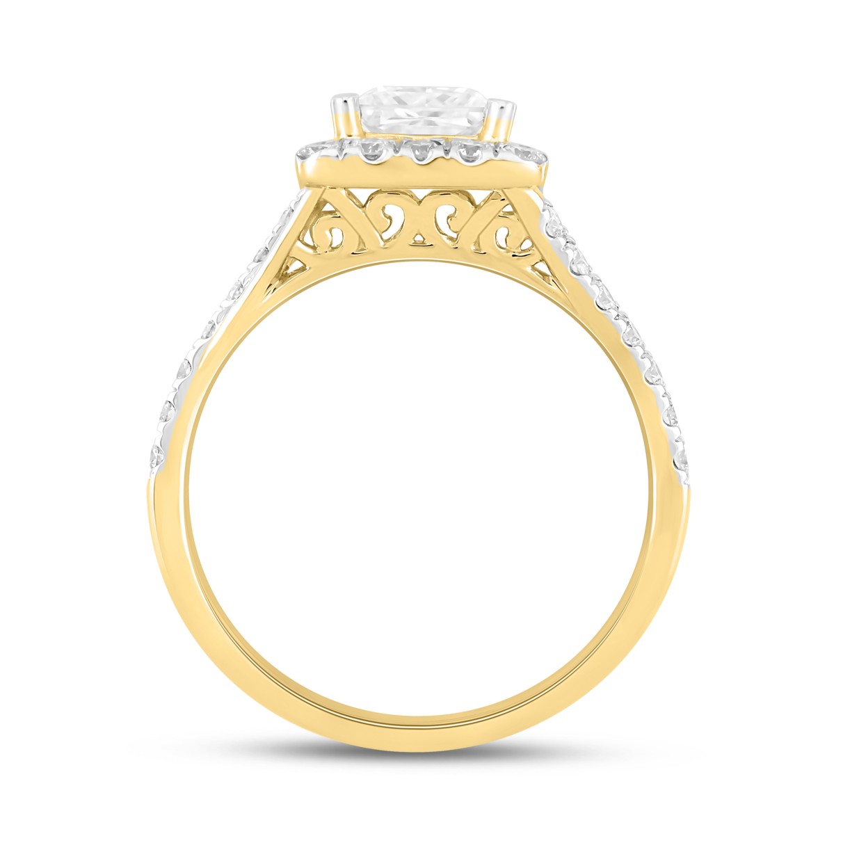 LADIES RING 1 1/2CT ROUND/PRINCESS DIAMOND 14K YELLOW GOLD (CENTER STONE PRINCESS DIAMOND 1CT)