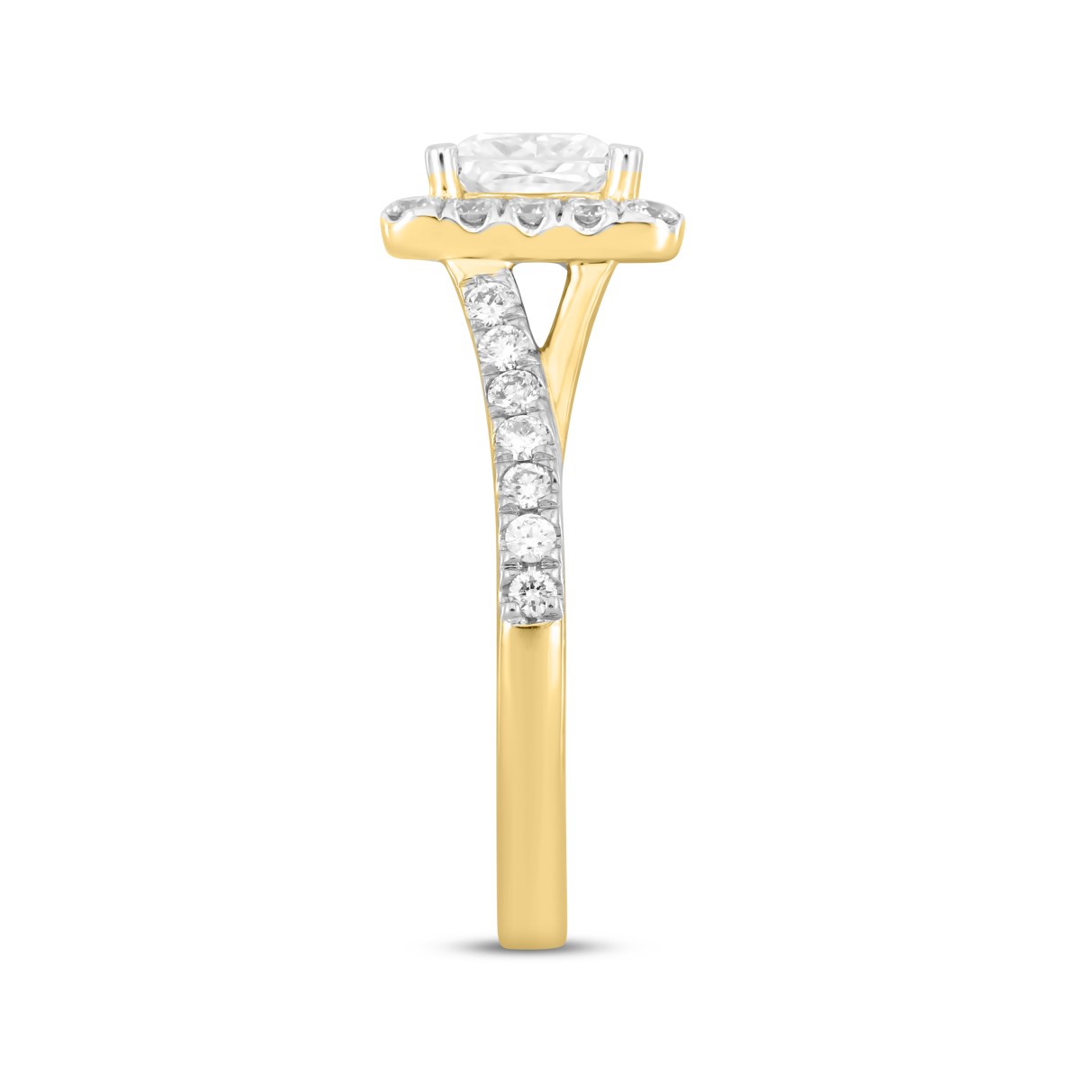 LADIES RING 1 1/2CT ROUND/PRINCESS DIAMOND 14K YELLOW GOLD (CENTER STONE PRINCESS DIAMOND 1CT)