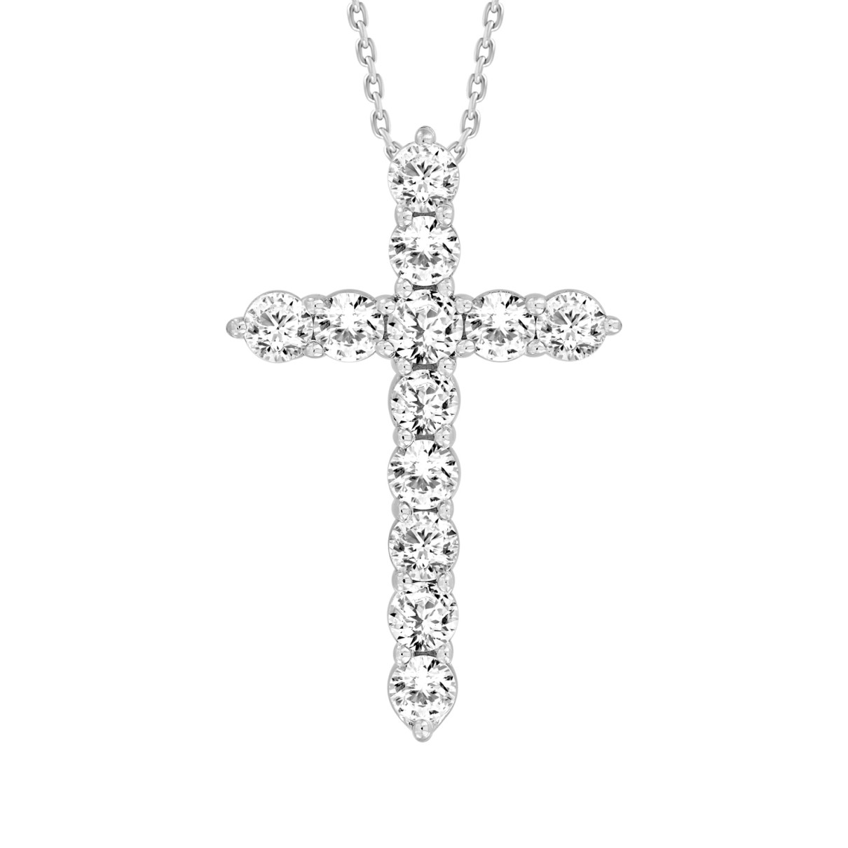 LADIES CROSS PENDANT WITH CHAIN 1CT ROUND DIAMOND ...