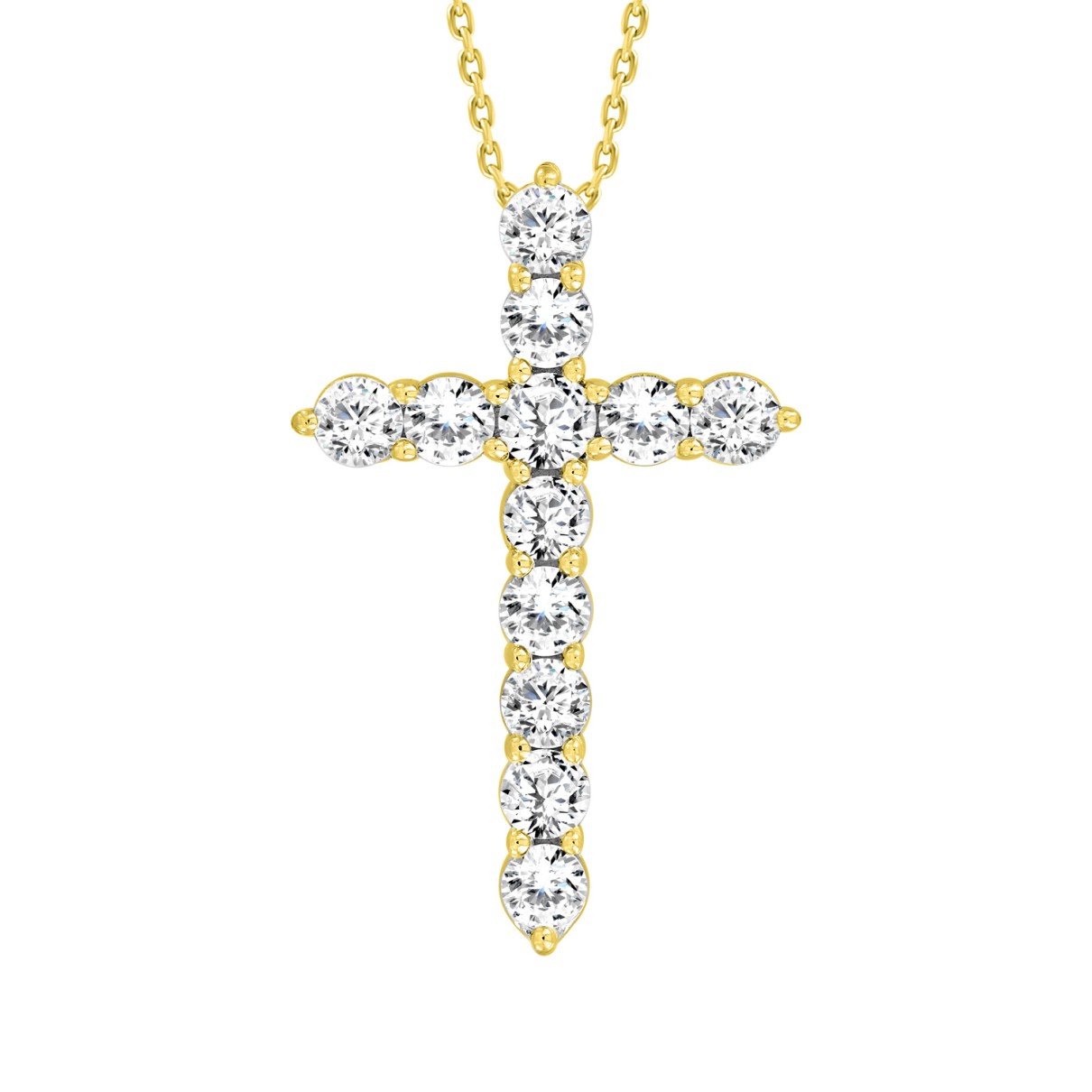 LADIES CROSS PENDANT WITH CHAIN 1CT ROUND DIAMOND ...