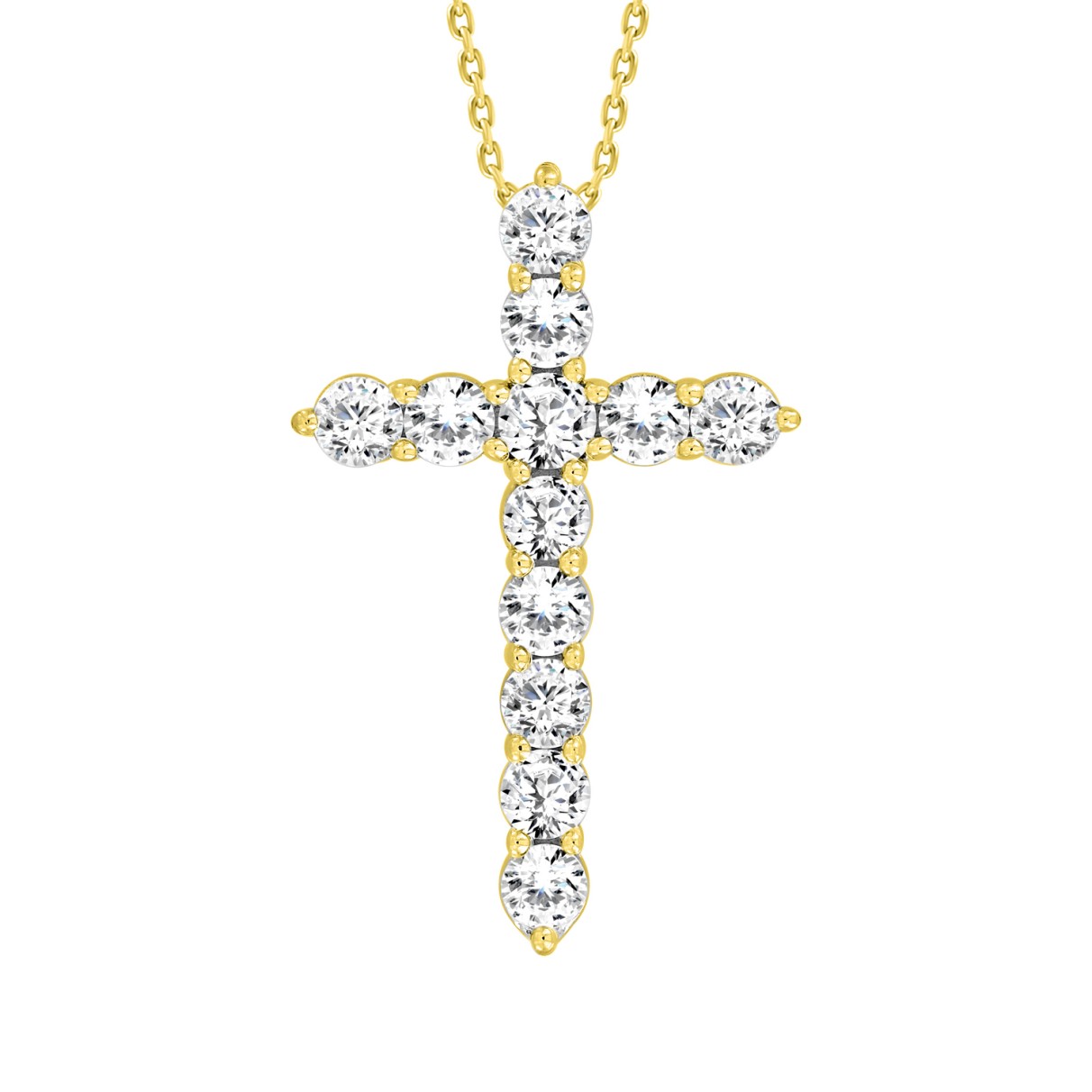 LADIES CROSS PENDANT WITH CHAIN 1CT ROUND DIAMOND ...