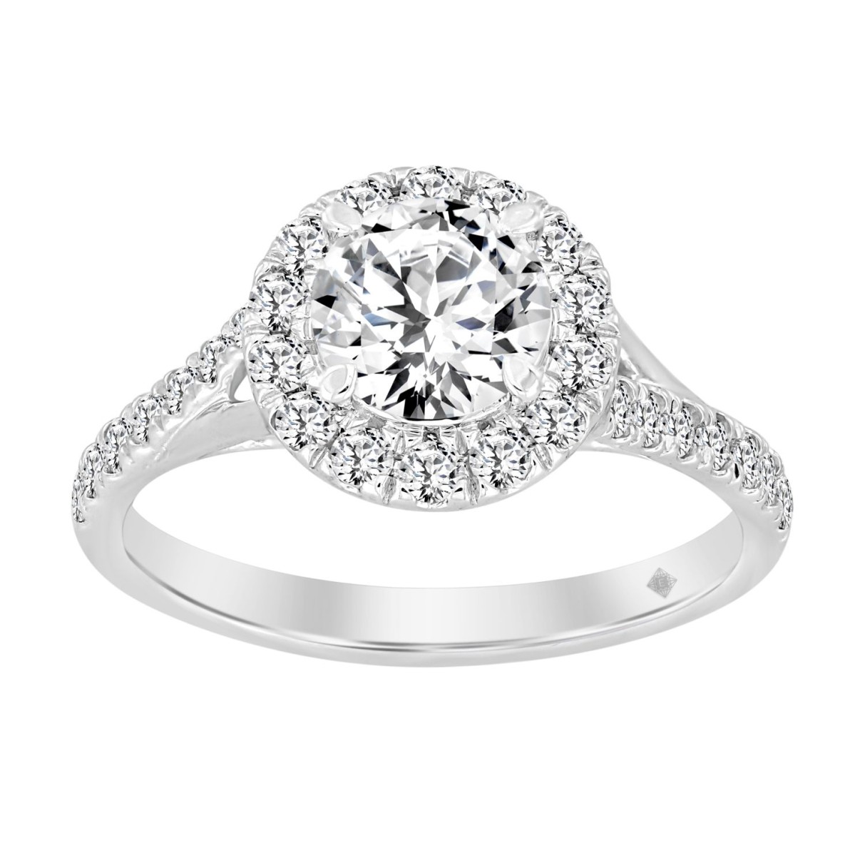 LADIES RING 1 1/2CT ROUND DIAMOND 14K WHITE GOLD (CENTER STONE ROUND DIAMOND 1CT)