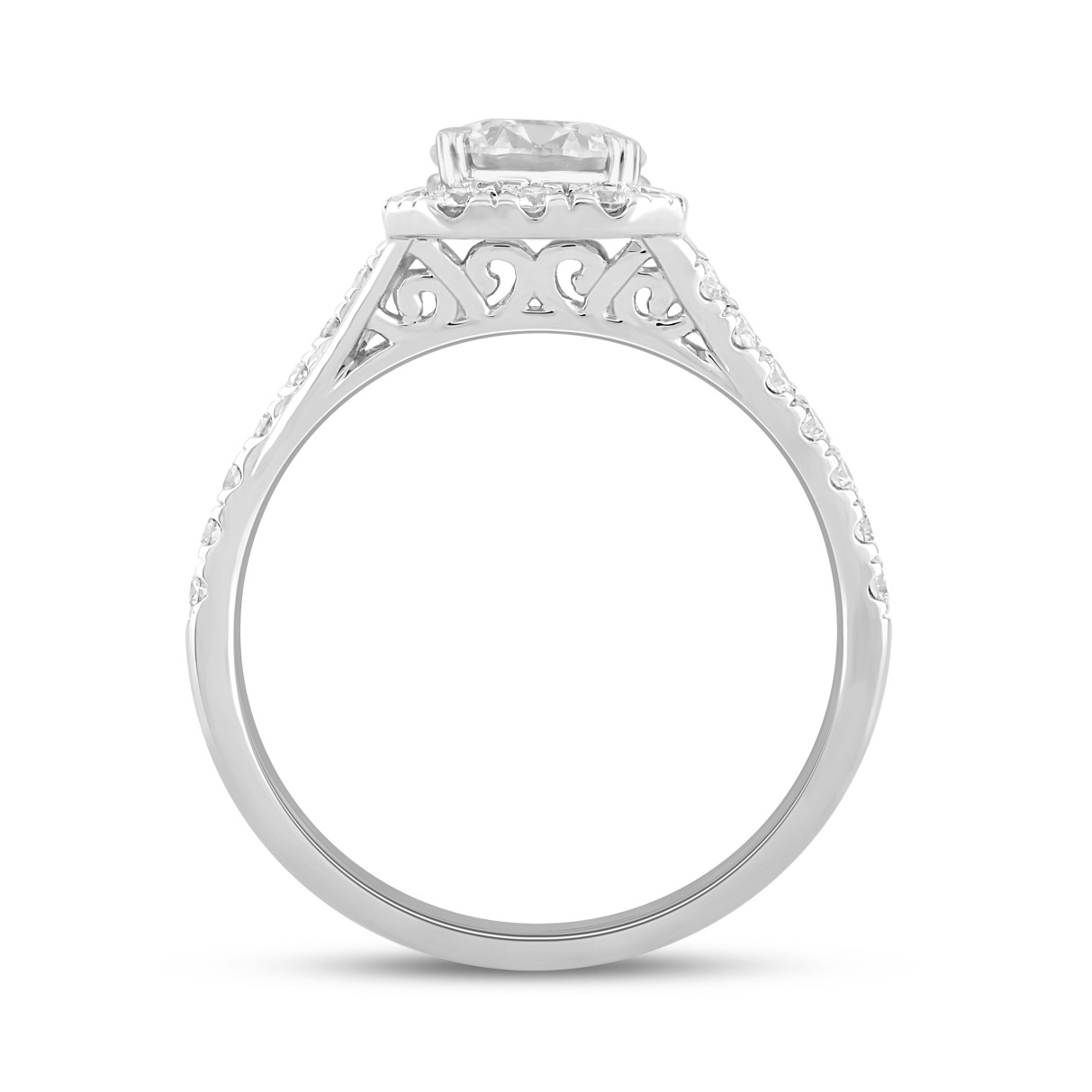 LADIES RING 1 1/2CT ROUND DIAMOND 14K WHITE GOLD (CENTER STONE ROUND DIAMOND 1CT)