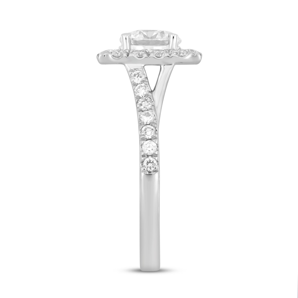 LADIES RING 1 1/2CT ROUND DIAMOND 14K WHITE GOLD (CENTER STONE ROUND DIAMOND 1CT)