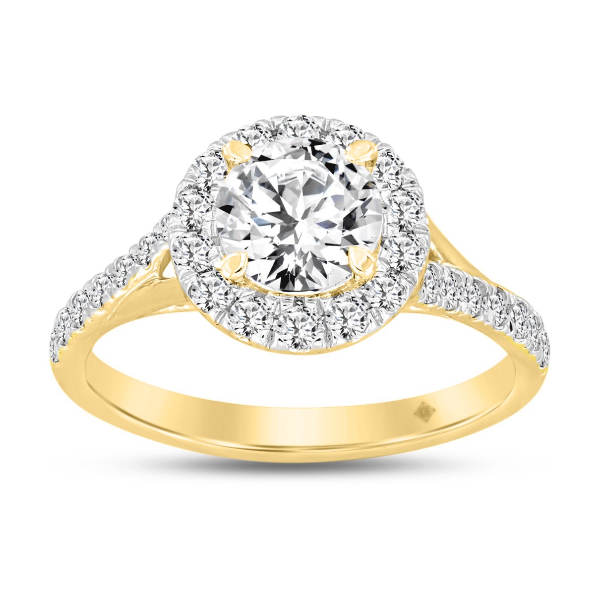 LADIES RING 1 1/2CT ROUND DIAMOND 14K YELLOW GOLD (CENTER STONE ROUND DIAMOND 1CT)