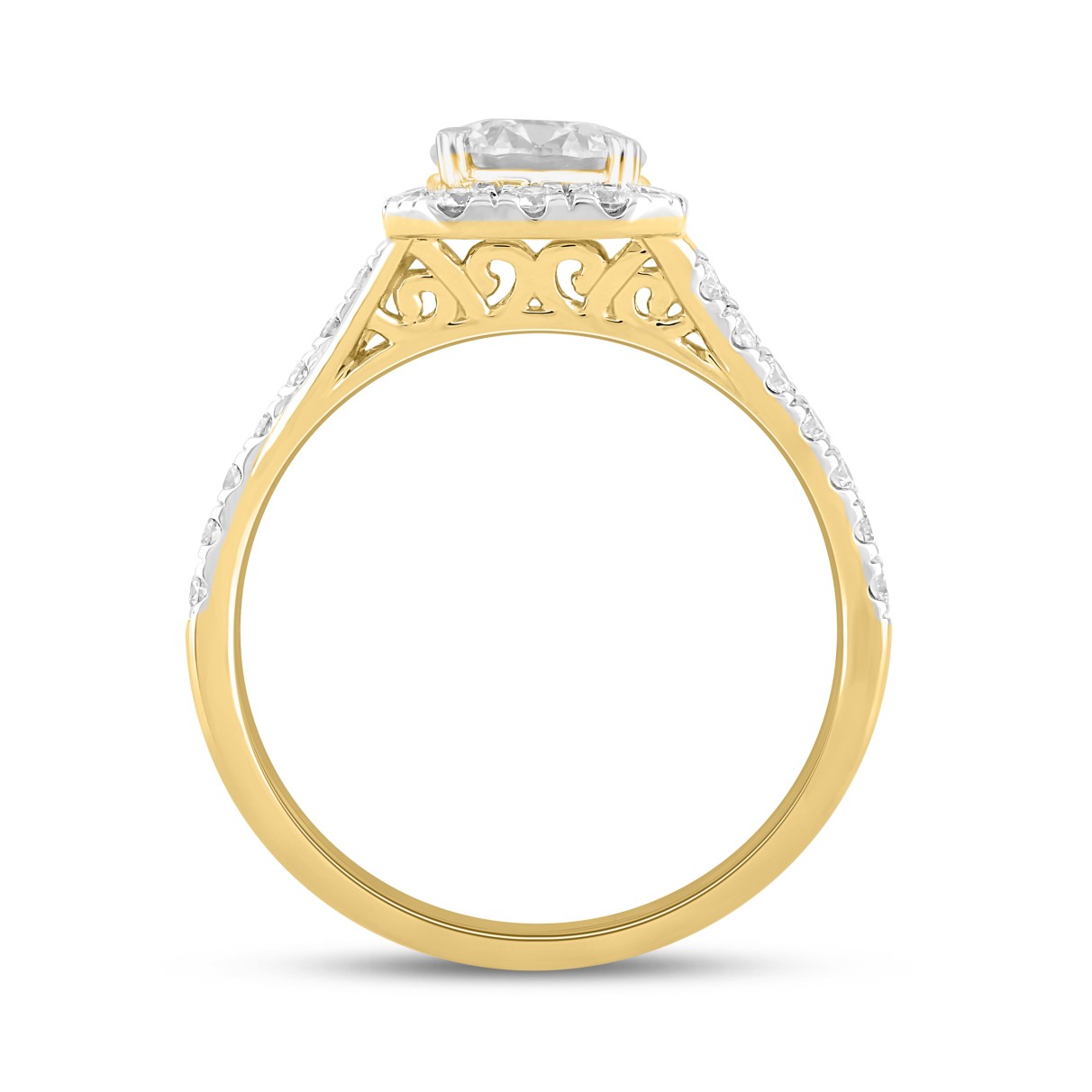 LADIES RING 1 1/2CT ROUND DIAMOND 14K YELLOW GOLD (CENTER STONE ROUND DIAMOND 1CT)