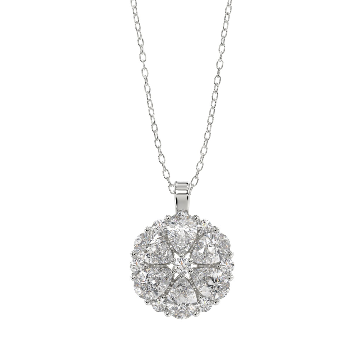 LADIES PENDANT 1CT ROUND/PEAR DIAMOND 14K WHITE GOLD