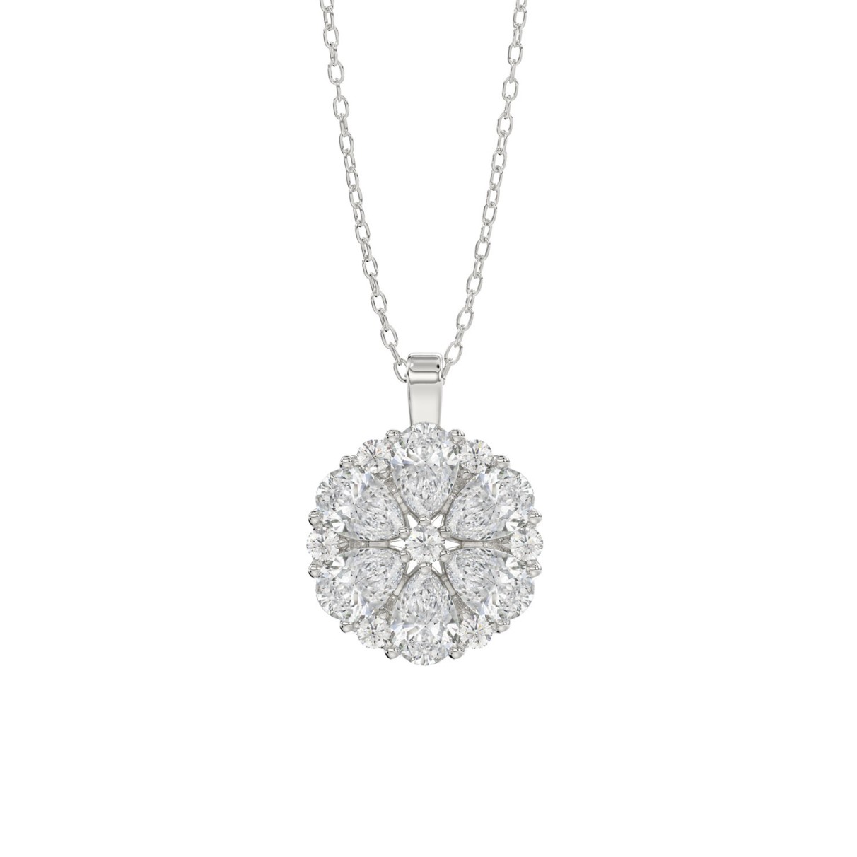 LADIES PENDANT 1CT ROUND/PEAR DIAMOND 14K WHITE GO...