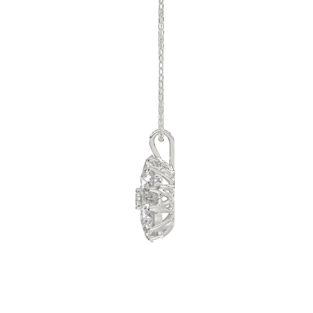 LADIES PENDANT 1CT ROUND/PEAR DIAMOND 14K WHITE GOLD