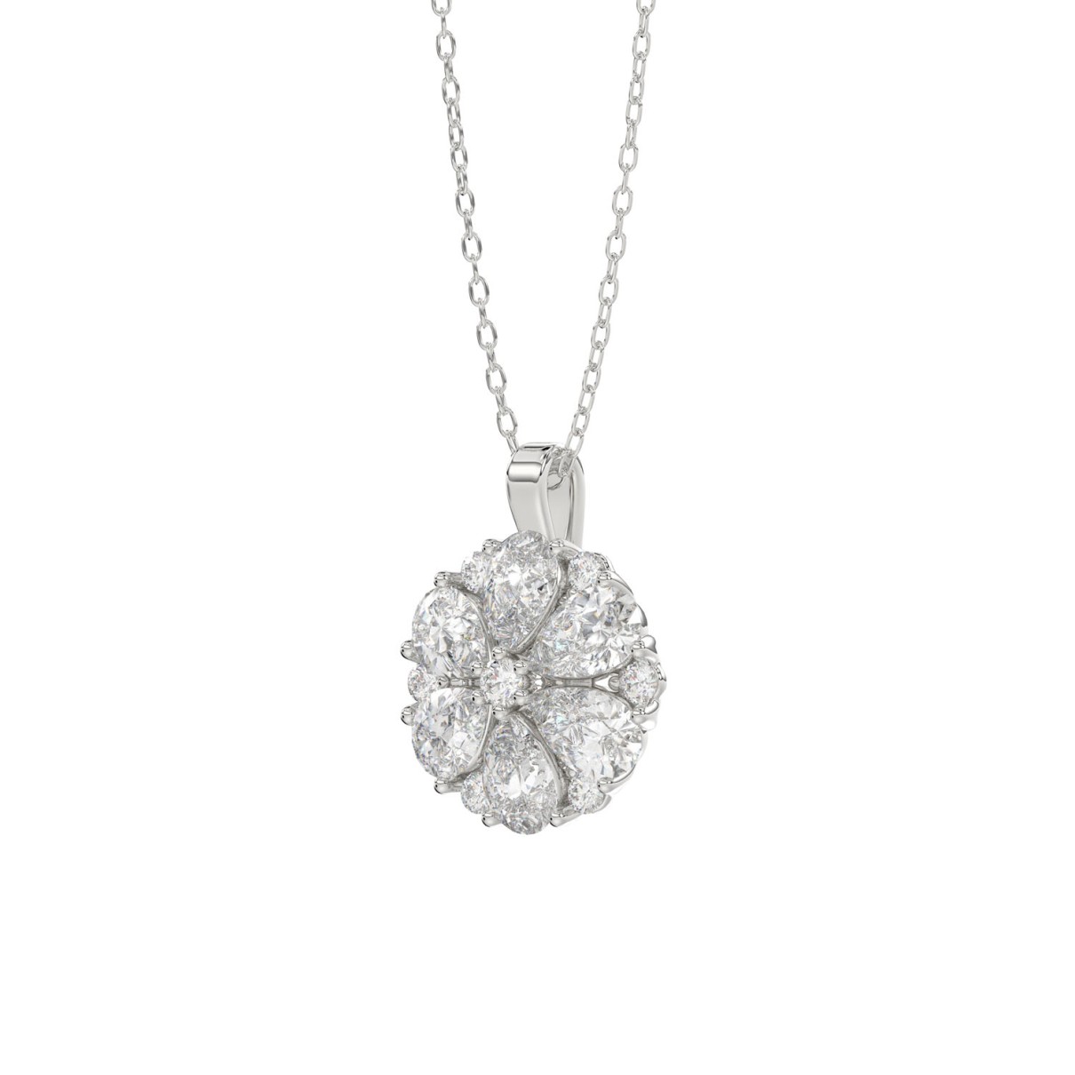 LADIES PENDANT 1CT ROUND/PEAR DIAMOND 14K WHITE GOLD