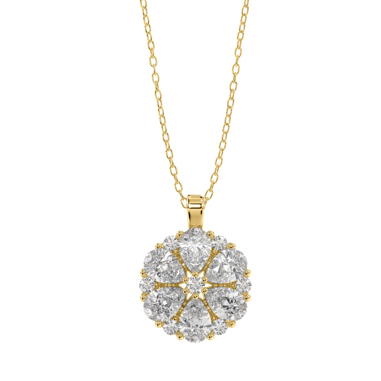 LADIES PENDANT 1CT ROUND/PEAR DIAMOND 14K YELLOW GOLD