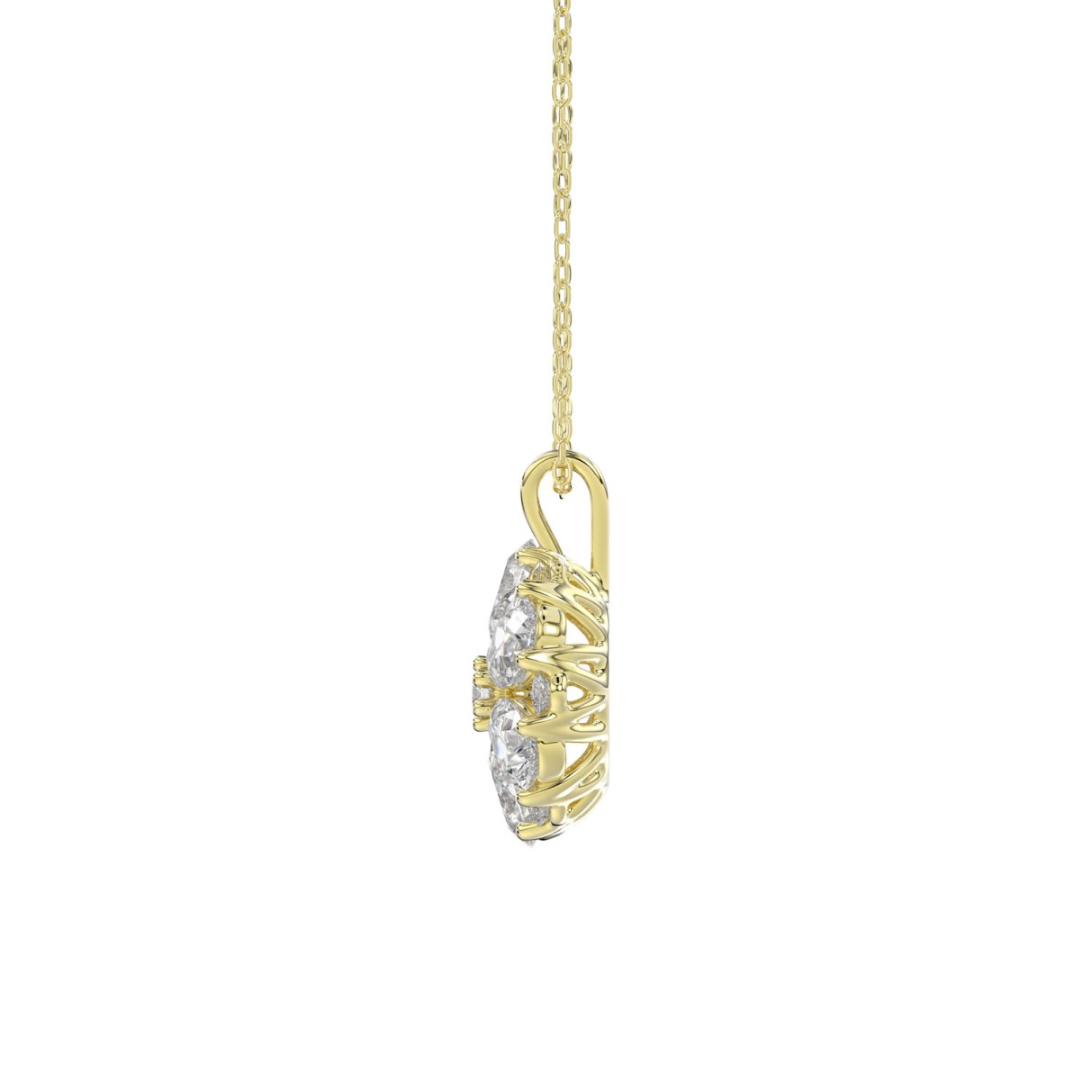 LADIES PENDANT 1CT ROUND/PEAR DIAMOND 14K YELLOW GOLD