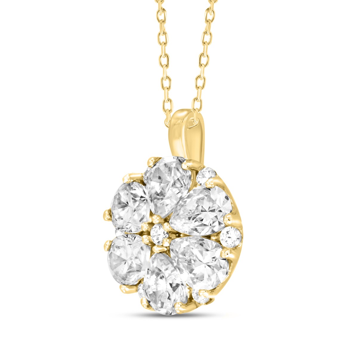 LADIES PENDANT 1CT ROUND/PEAR DIAMOND 14K YELLOW GOLD