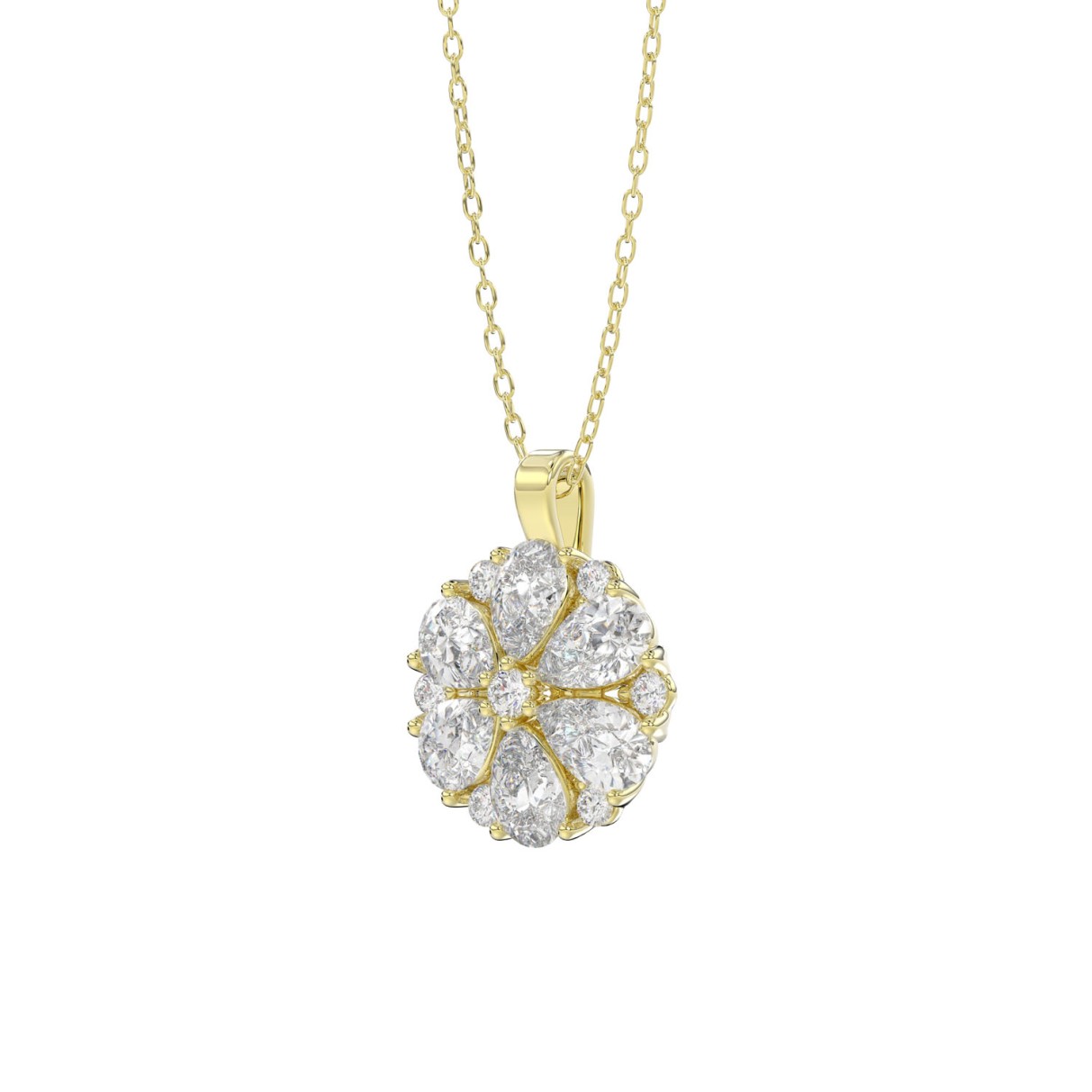 LADIES PENDANT 1CT ROUND/PEAR DIAMOND 14K YELLOW GOLD