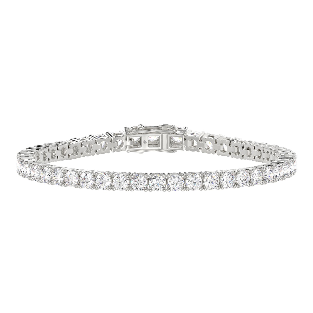 14K WHITE GOLD 3CT ROUND DIAMOND LADIES BRACELET...