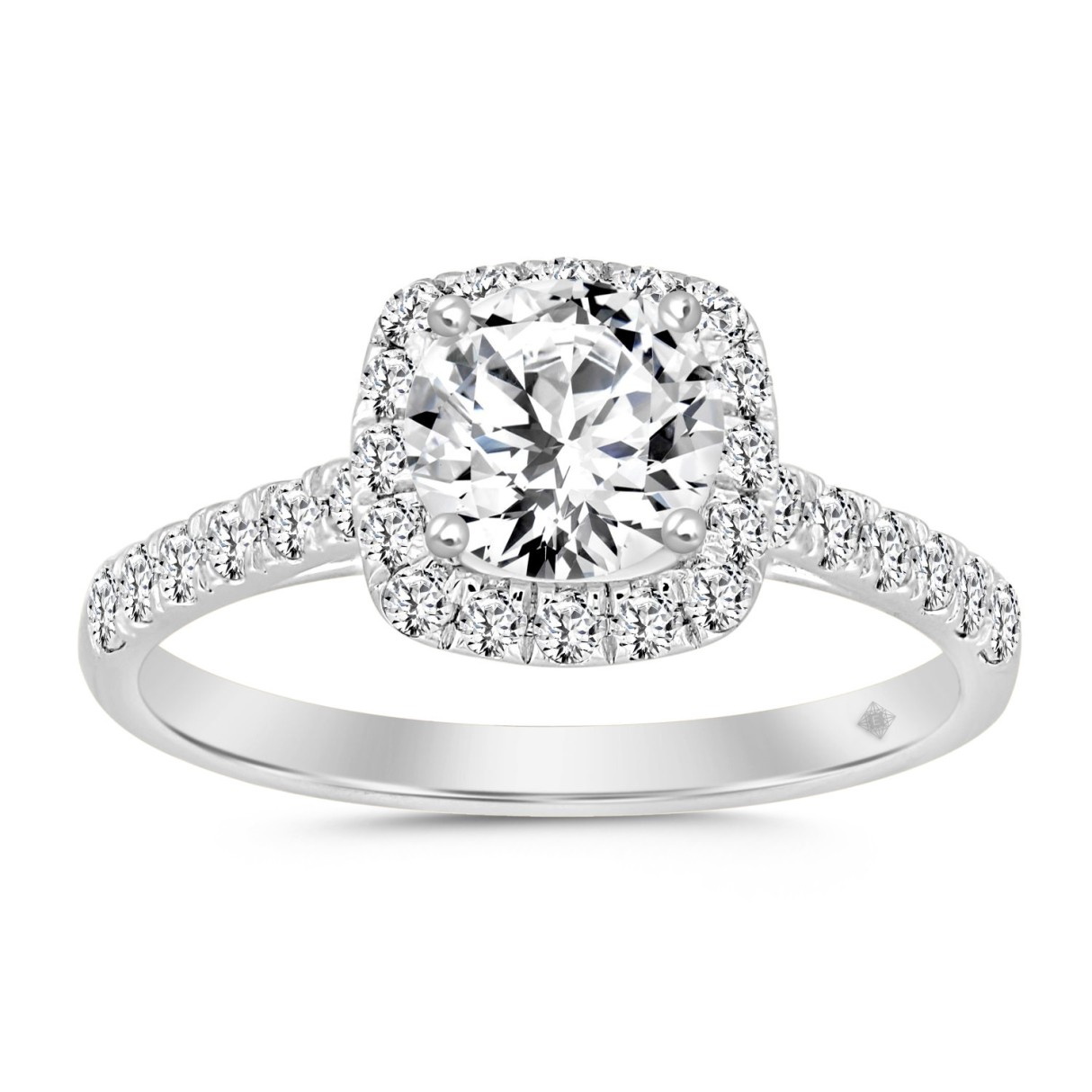 LADIES RING 1 1/2CT ROUND DIAMOND 14K WHITE GOLD (CENTER STONE ROUND DIAMOND 1CT)