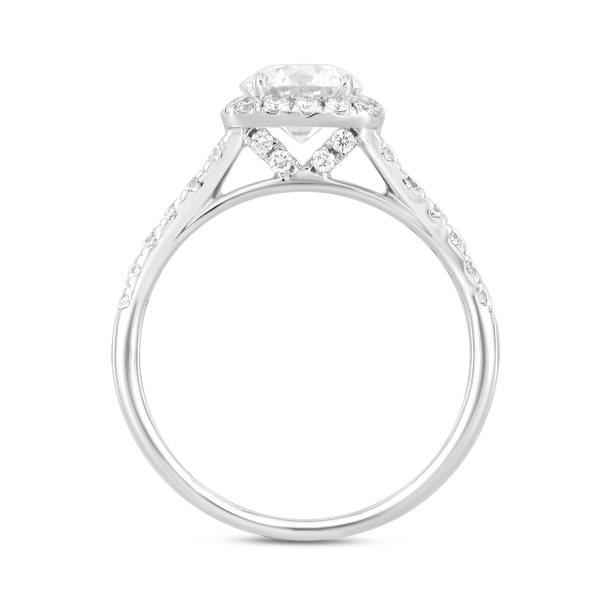 LADIES RING 1 1/2CT ROUND DIAMOND 14K WHITE GOLD (CENTER STONE ROUND DIAMOND 1CT)