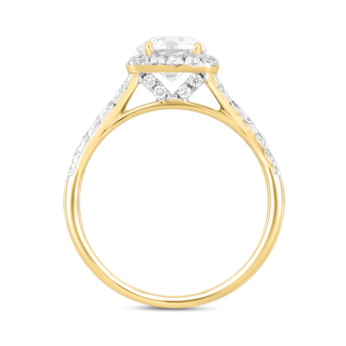 LADIES RING 1 1/2CT ROUND DIAMOND 14K YELLOW GOLD (CENTER STONE ROUND DIAMOND 1CT)