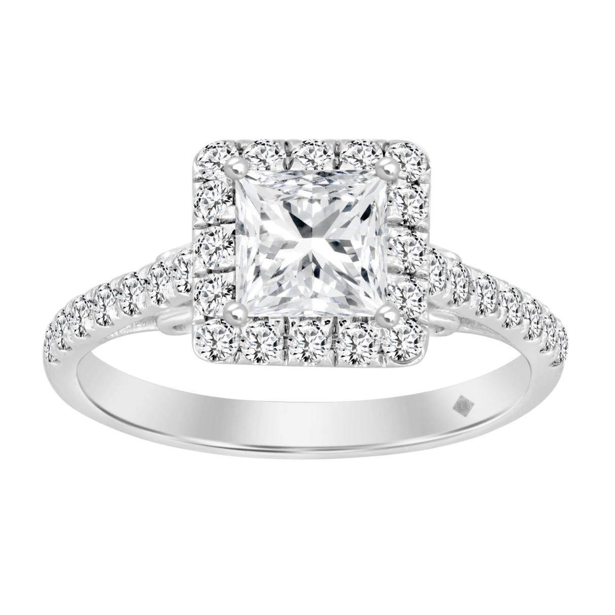 LADIES RING 1 1/2CT ROUND/PRINCESS DIAMOND 14K WHI...