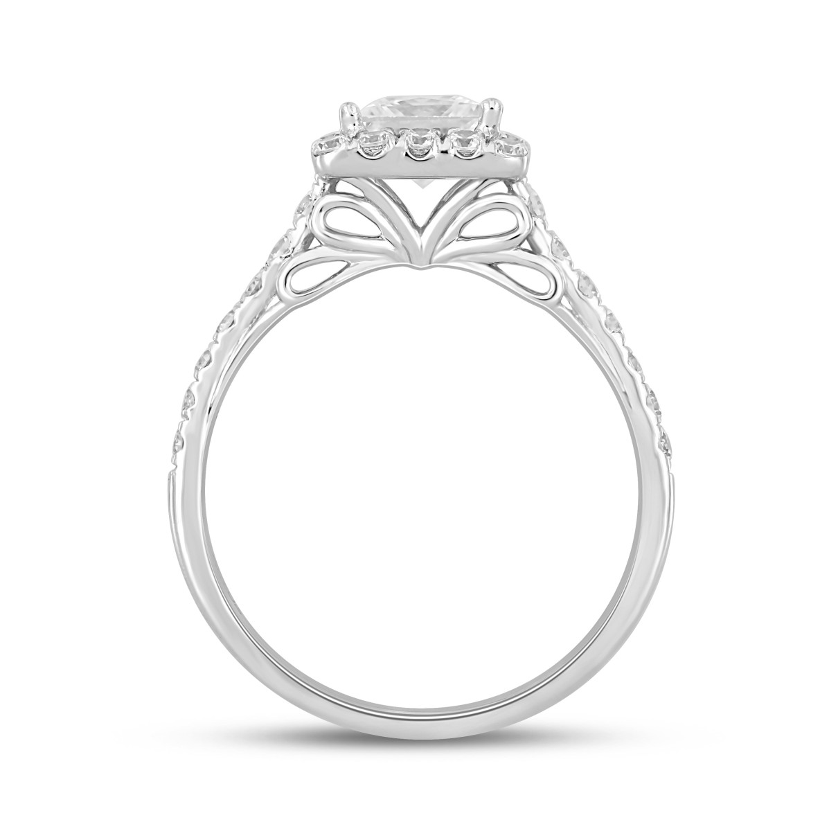 LADIES RING 1 1/2CT ROUND/PRINCESS DIAMOND 14K WHITE GOLD (CENTER STONE PRINCESS DIAMOND 1CT)