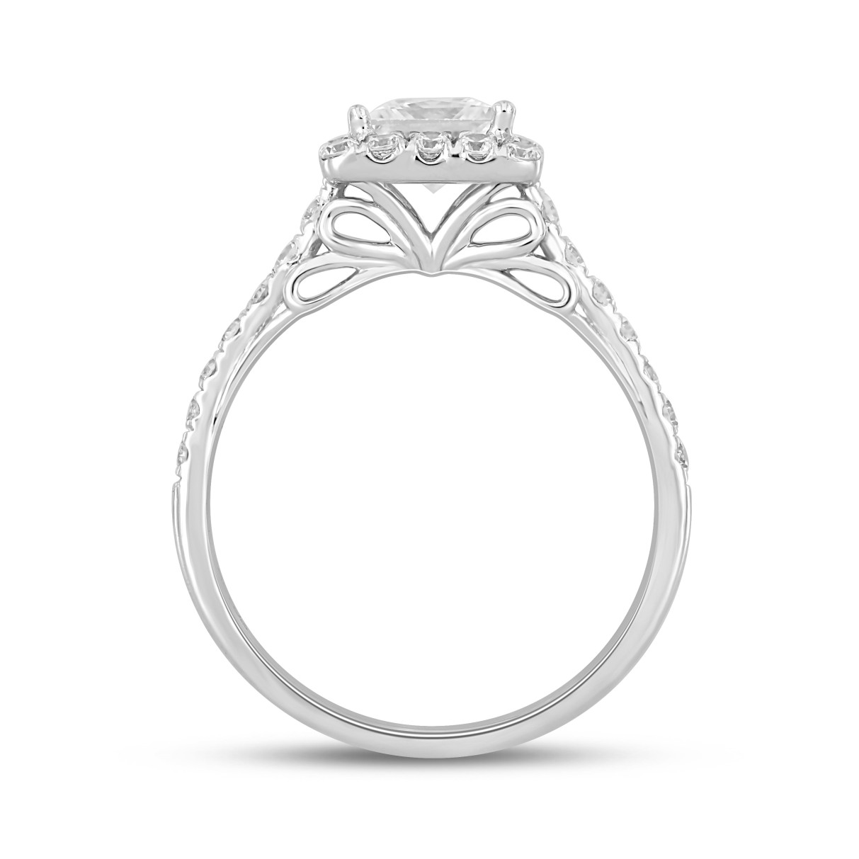 LADIES RING 1 1/2CT ROUND/PRINCESS DIAMOND 14K WHITE GOLD (CENTER STONE PRINCESS DIAMOND 1CT)