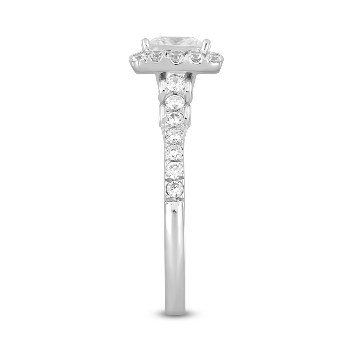 LADIES RING 1 1/2CT ROUND/PRINCESS DIAMOND 14K WHITE GOLD (CENTER STONE PRINCESS DIAMOND 1CT)